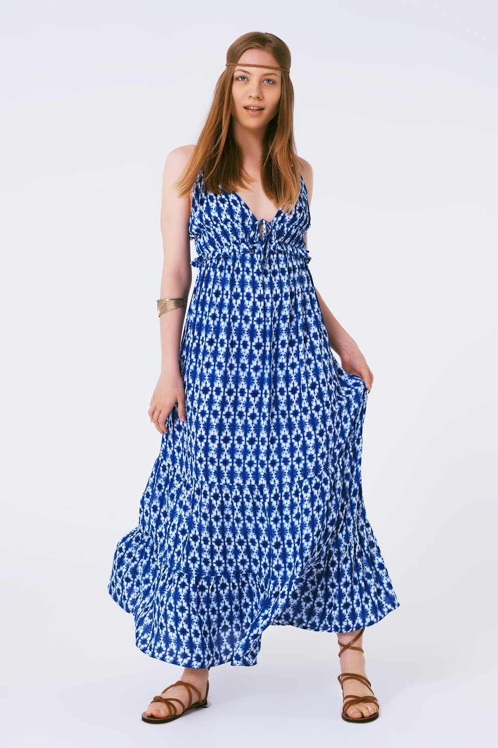 Boho Printed Strappy Maxi Dress - dress