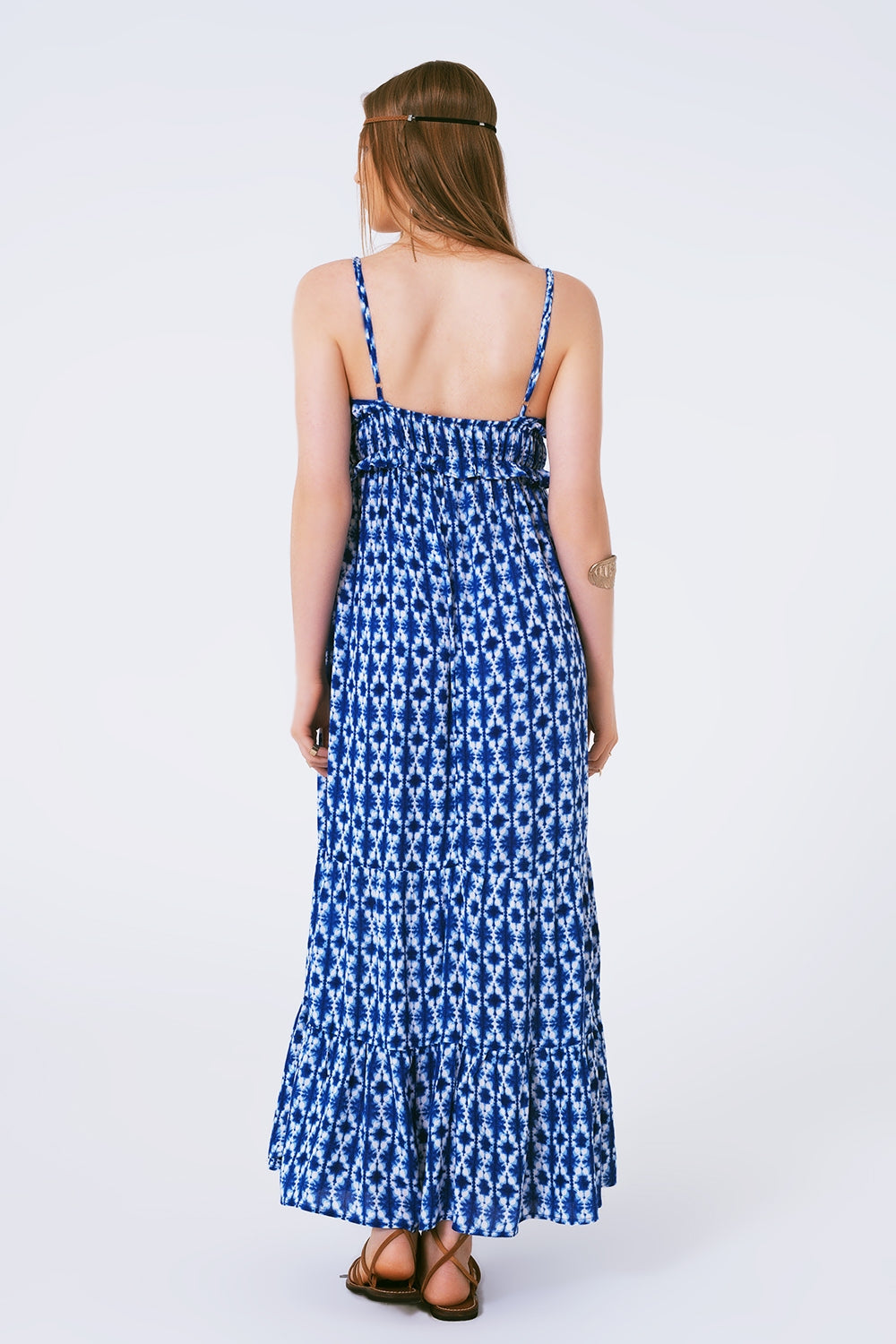 Boho Printed Strappy Maxi Dress - dress