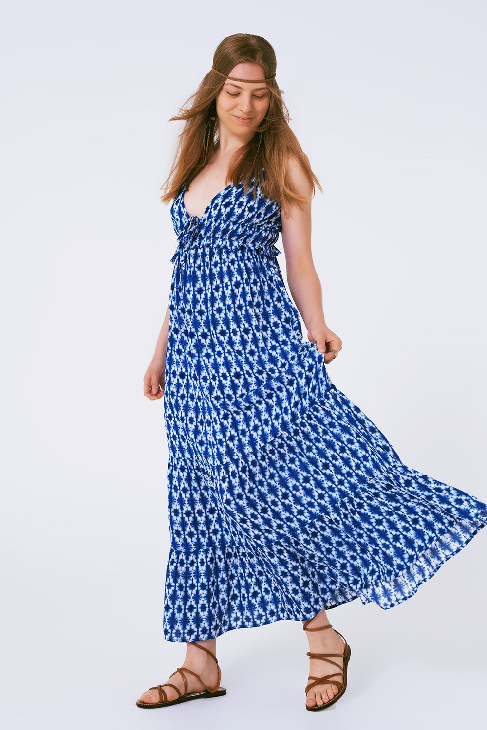 Boho Printed Strappy Maxi Dress - dress