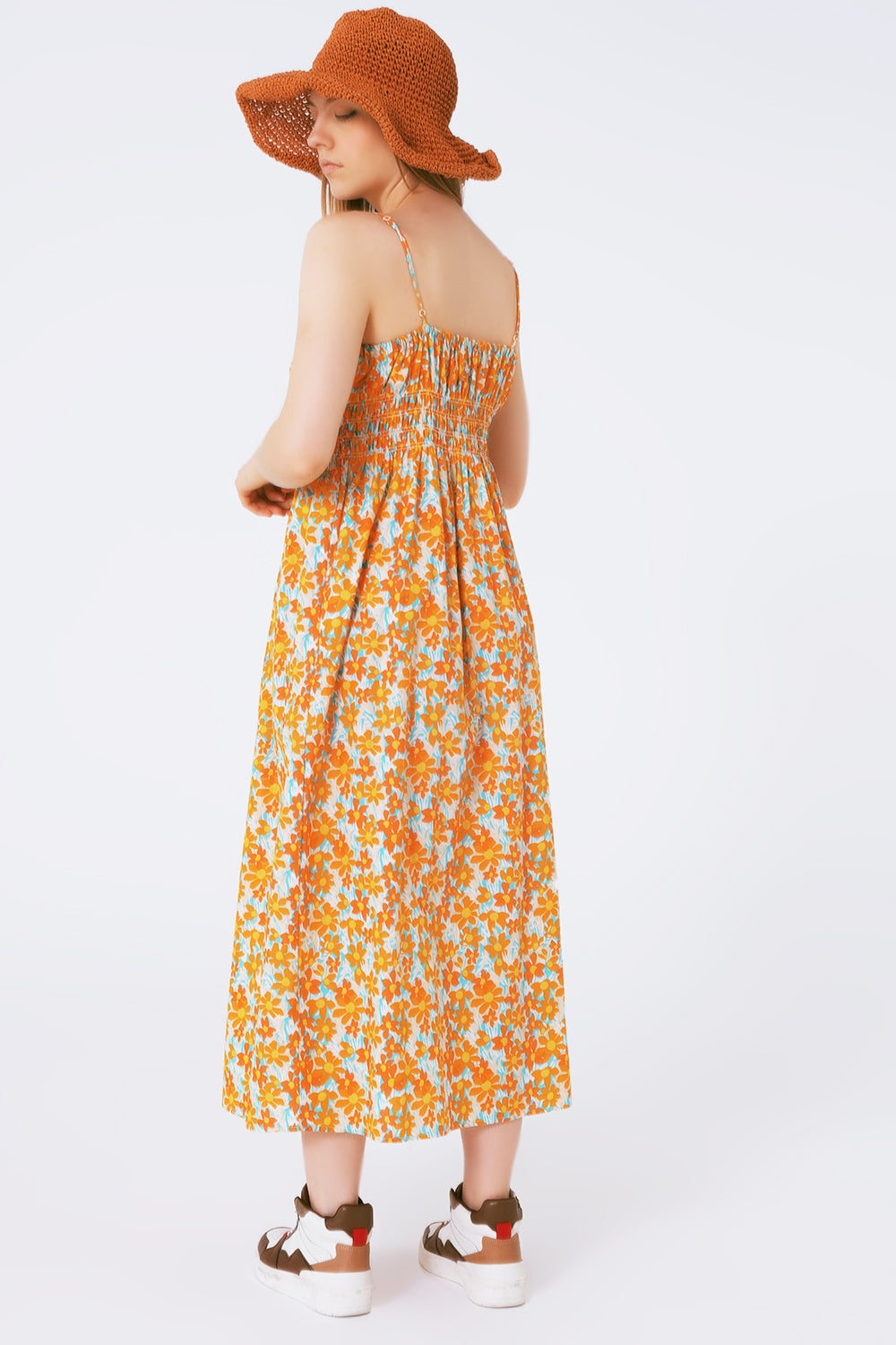 Maxi beach dress in orange flower print - dress