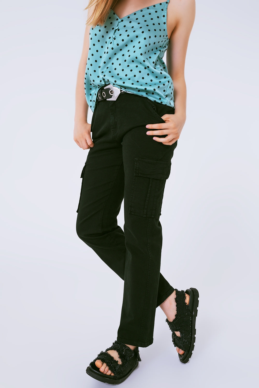 Relaxed cargo pants in black - Coloured Jeans