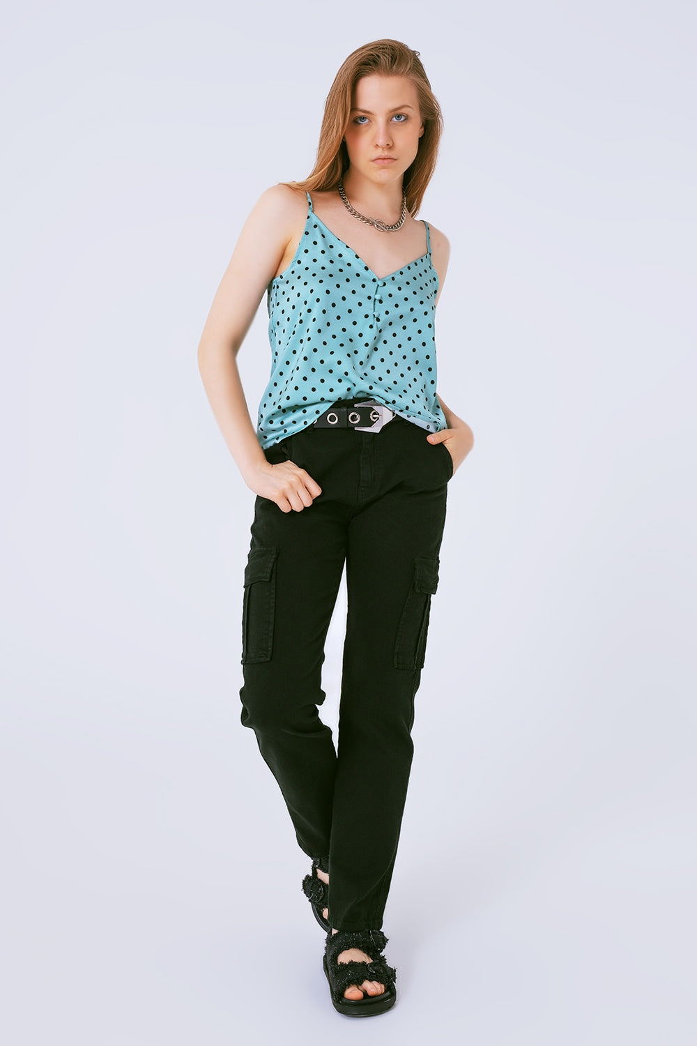 Relaxed cargo pants in black - Coloured Jeans