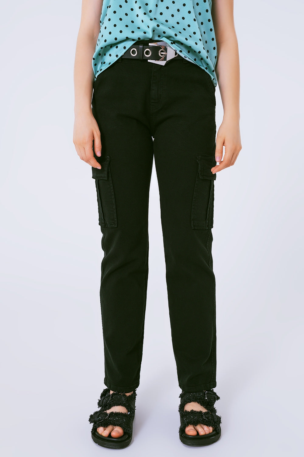 Relaxed cargo pants in black - Coloured Jeans