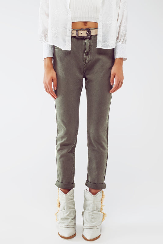 Basic Skinny Jeans in Army Green - Coloured Jeans