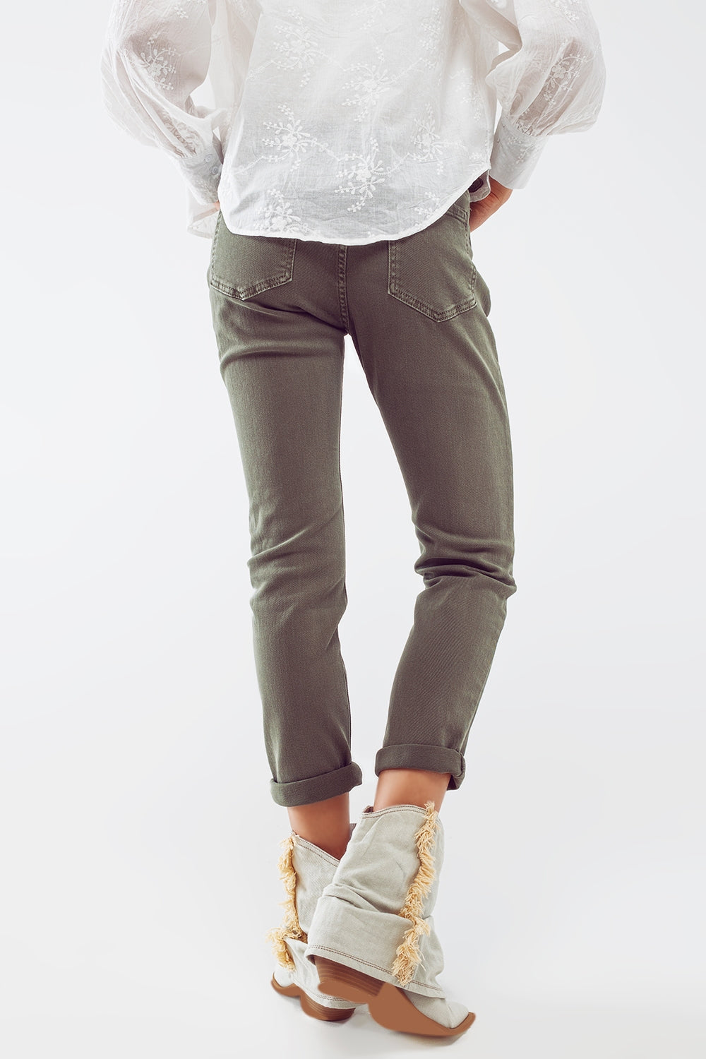 Basic Skinny Jeans in Army Green - Coloured Jeans