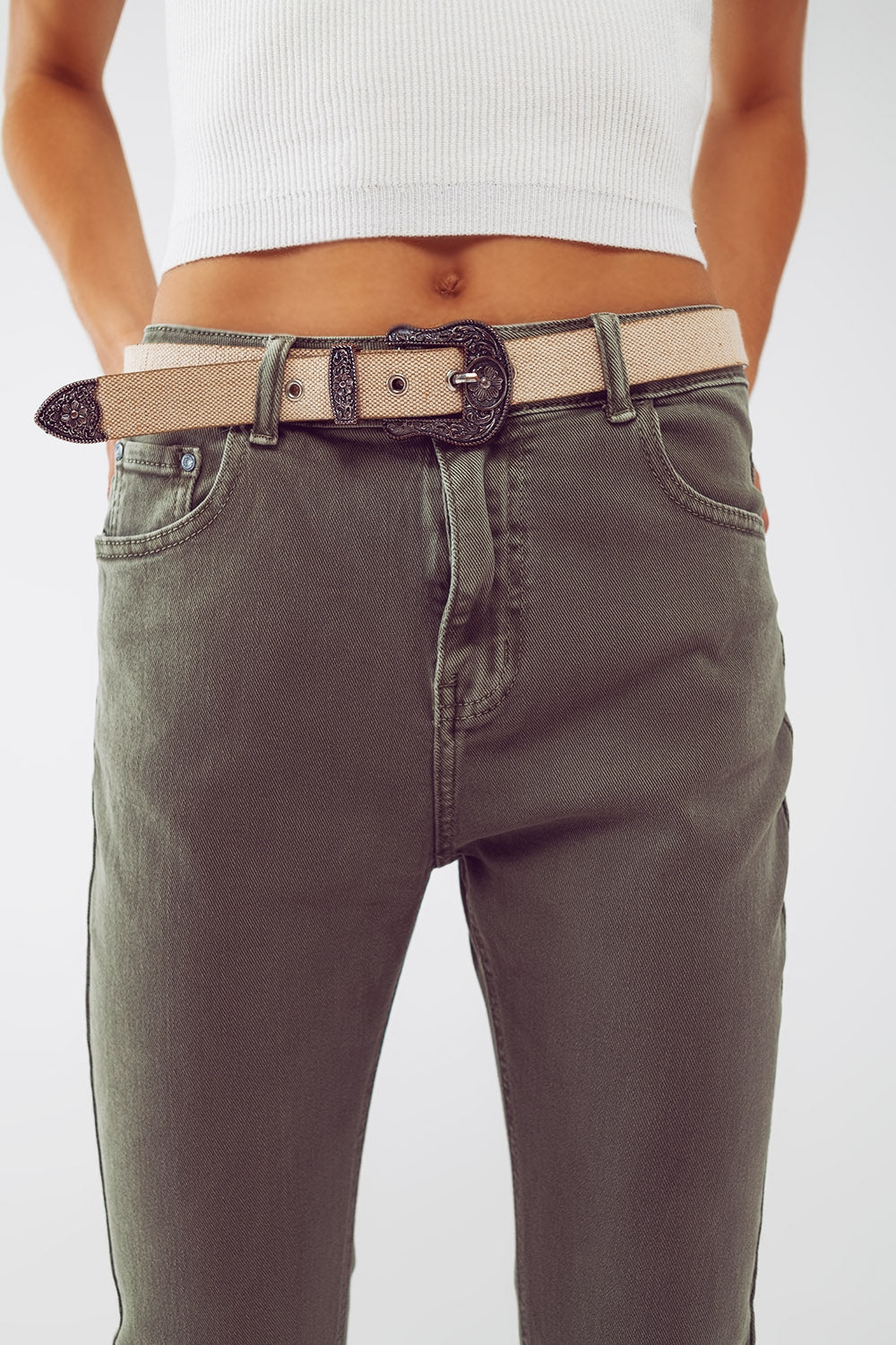 Basic Skinny Jeans in Army Green - Coloured Jeans