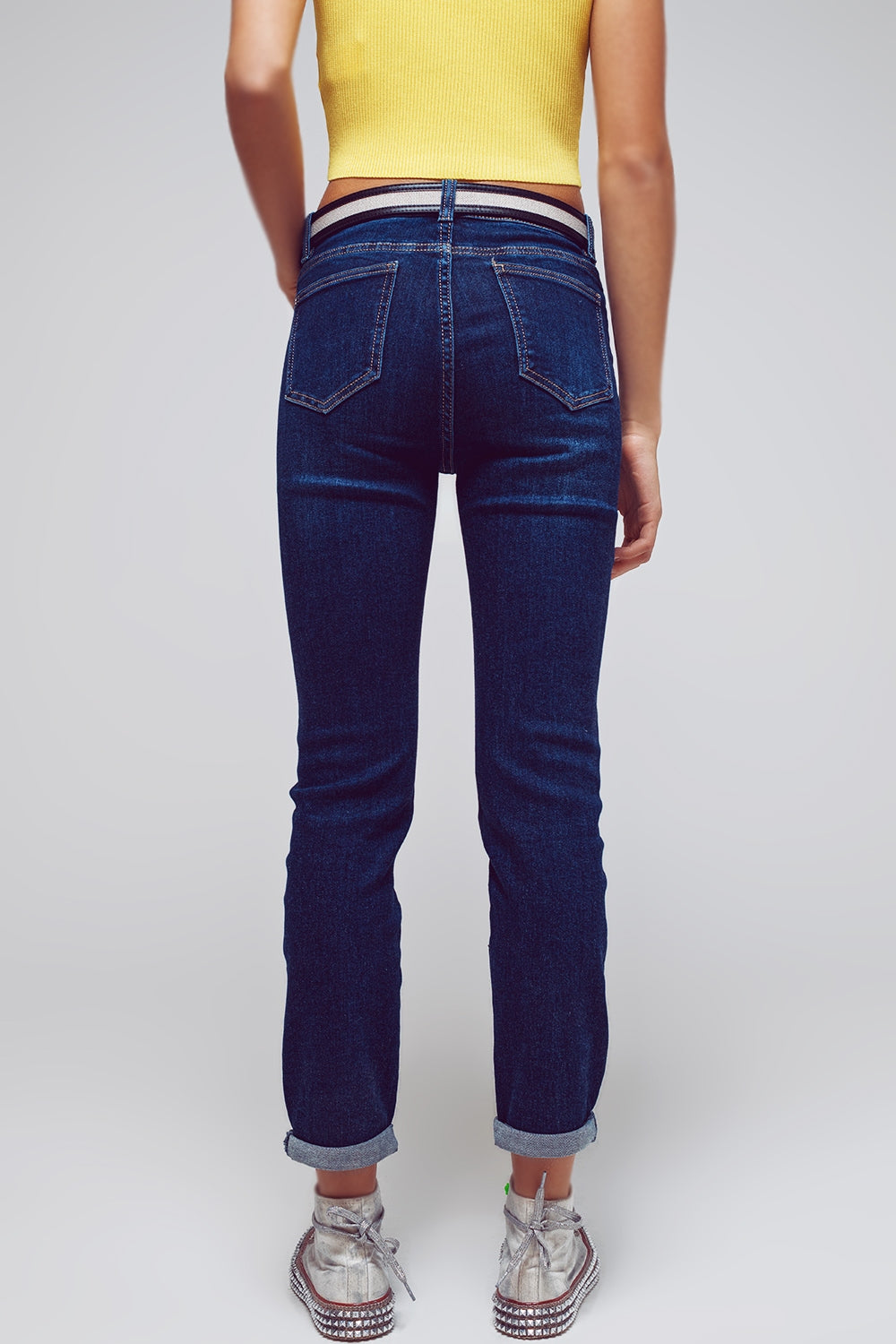 Skinny Fit Jeans in Mid Wash Blue - Denim