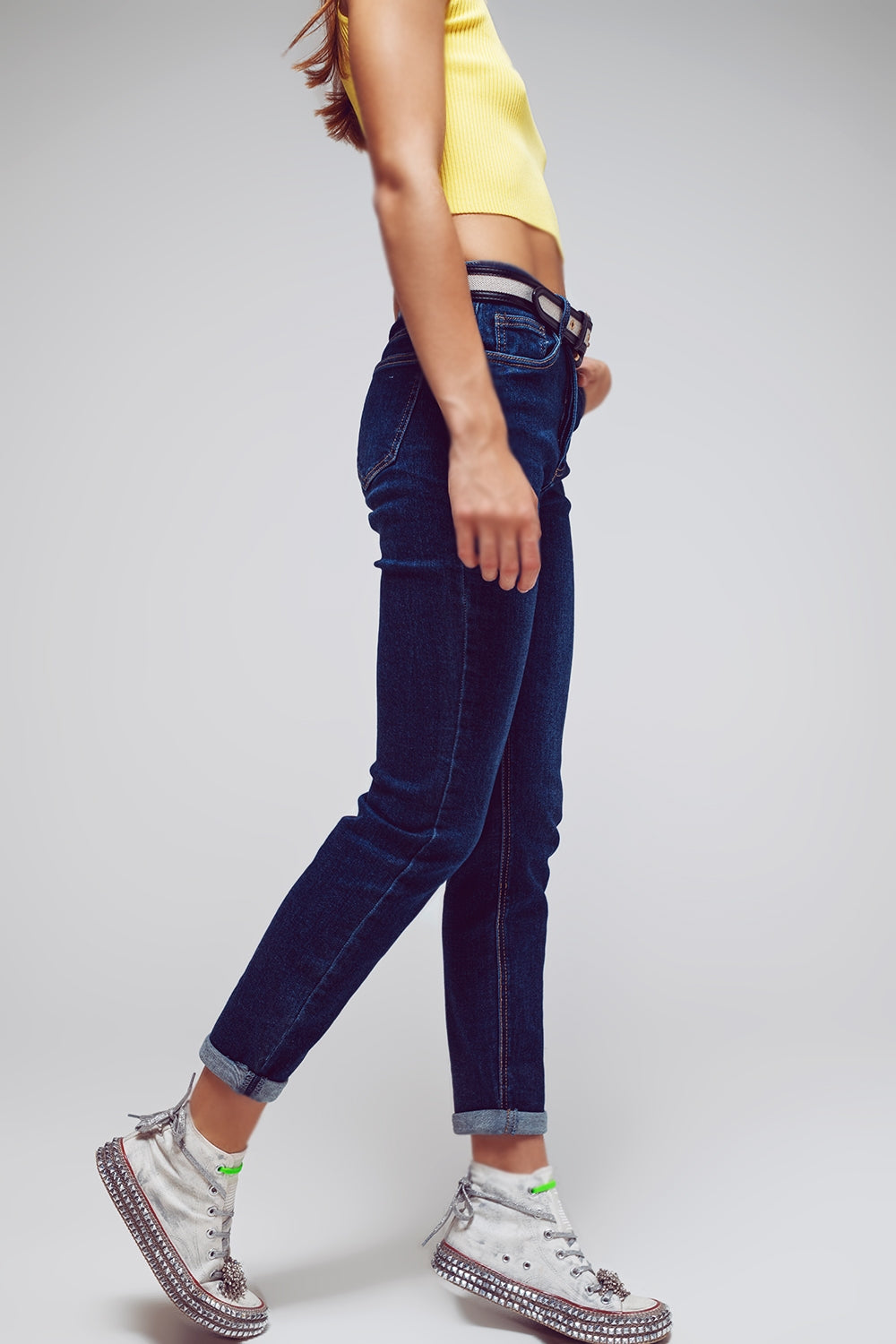 Skinny Fit Jeans in Mid Wash Blue - Denim