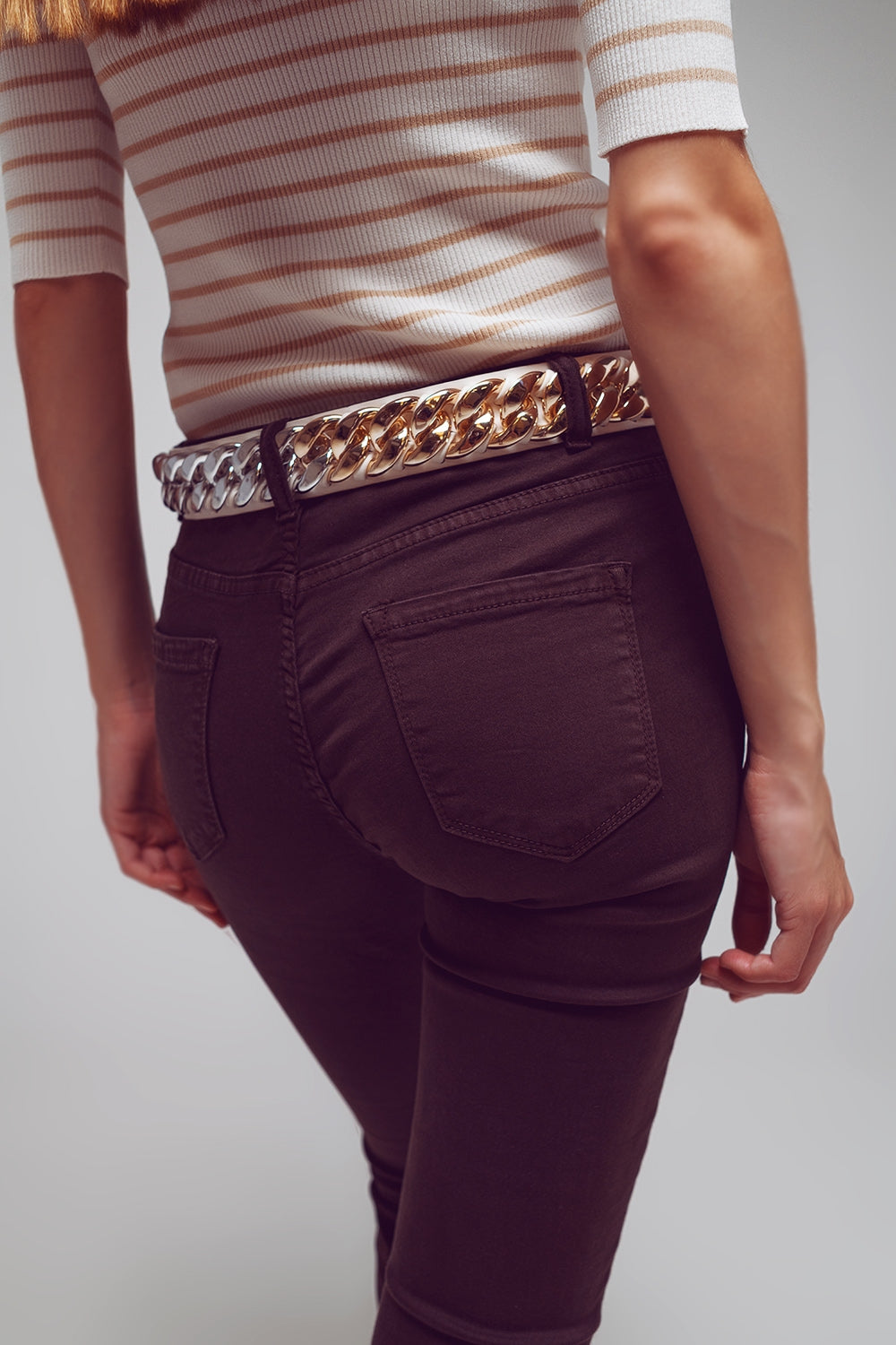 Flare jeans with raw hem edge in brown - Coloured Jeans