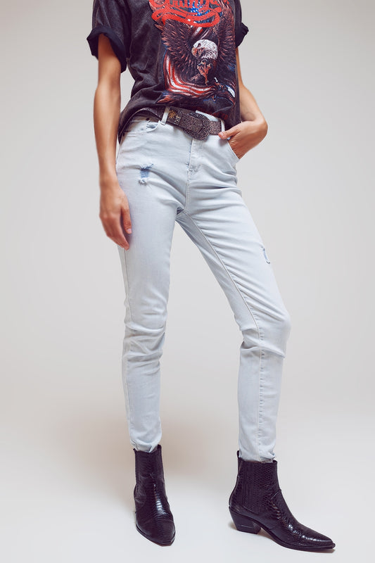 High waisted skinny jeans in Light blue - Coloured Jeans