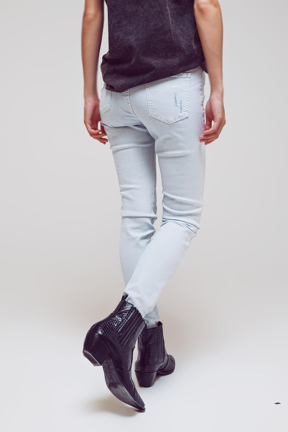 High waisted skinny jeans in Light blue - Coloured Jeans
