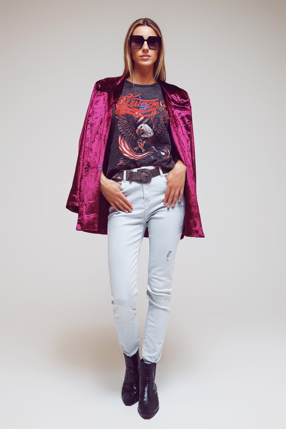 High waisted skinny jeans in Light blue - Coloured Jeans