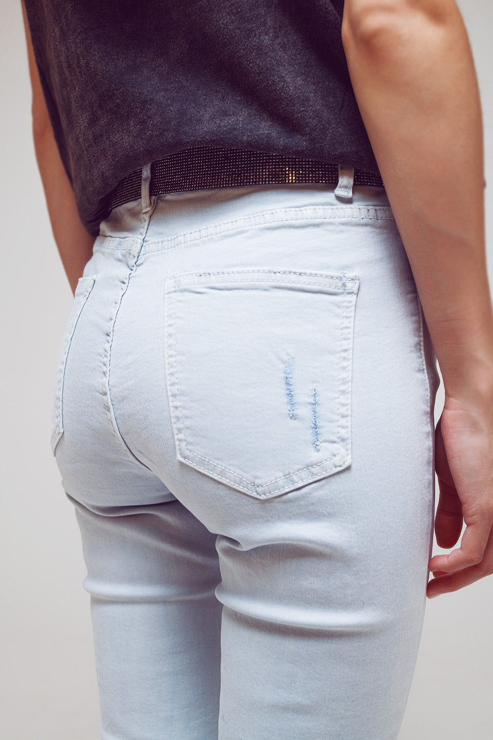 High waisted skinny jeans in Light blue - Coloured Jeans