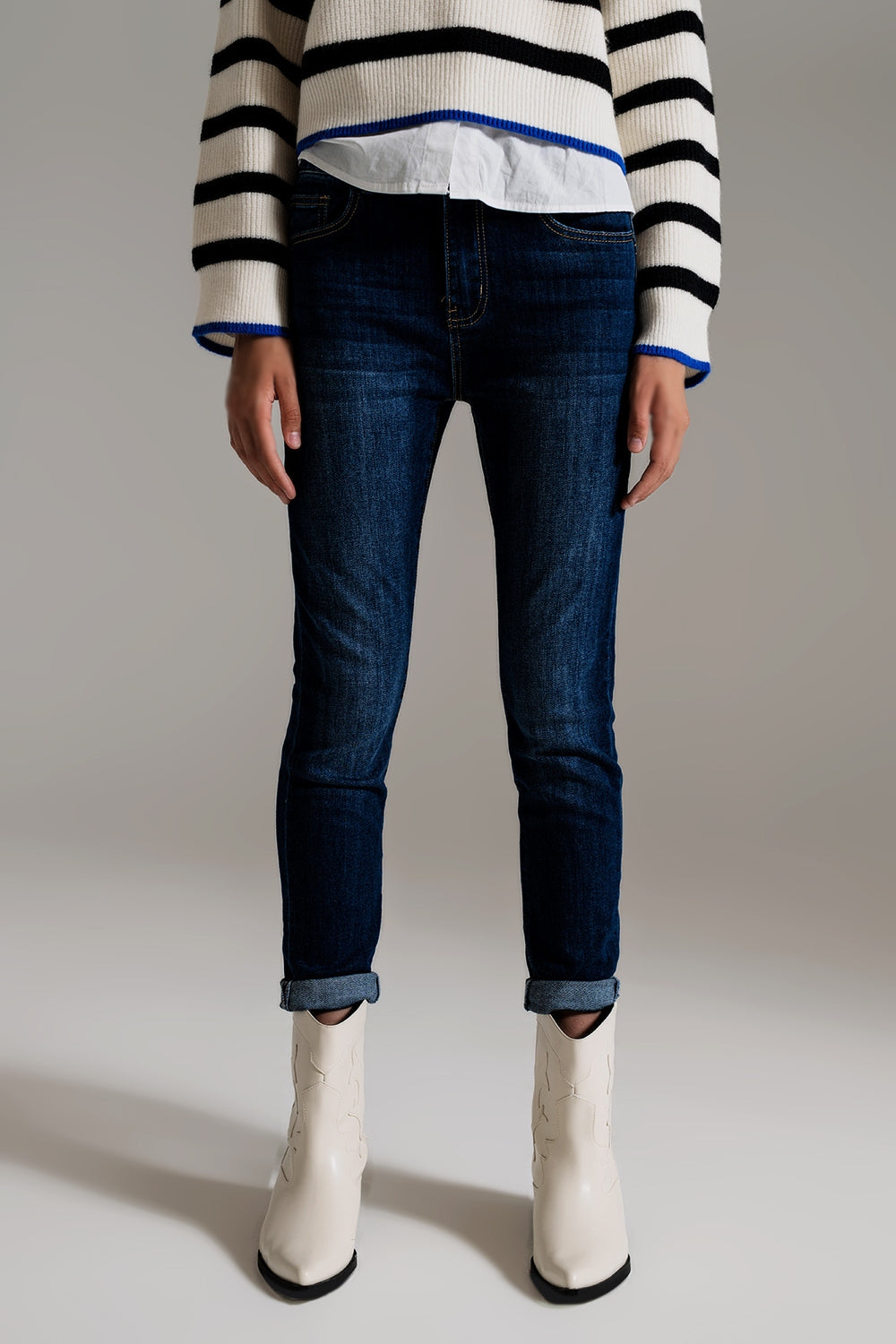 Dark wash skinny jeans with elastic elastan - Denim