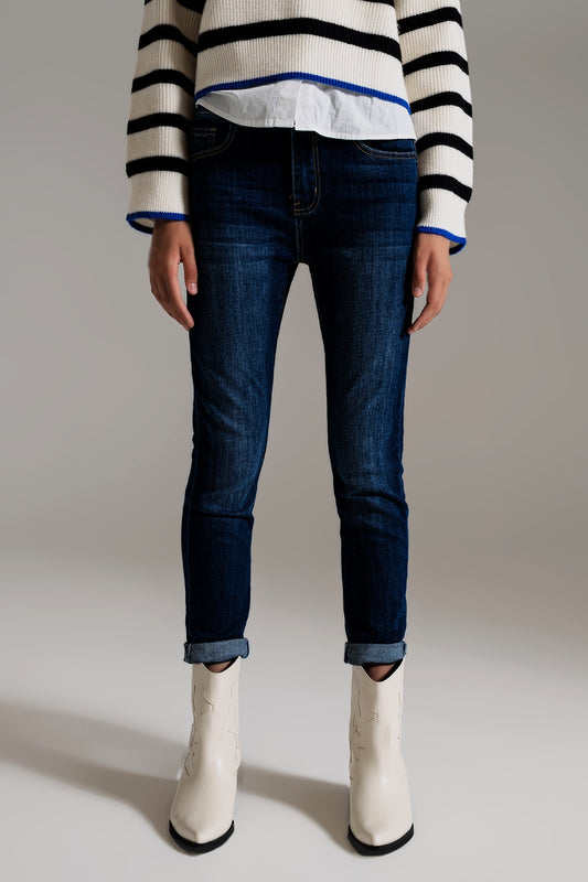 Dark wash skinny jeans with elastic elastan - Denim