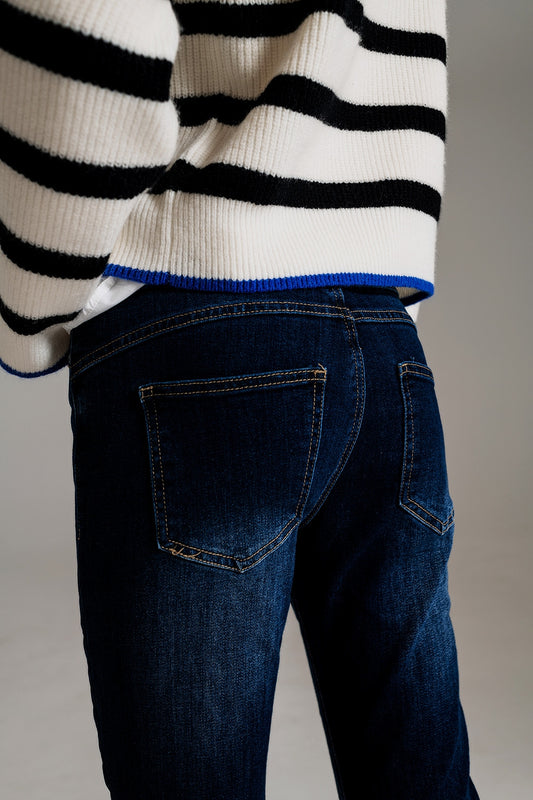 Dark wash skinny jeans with elastic elastan - Denim