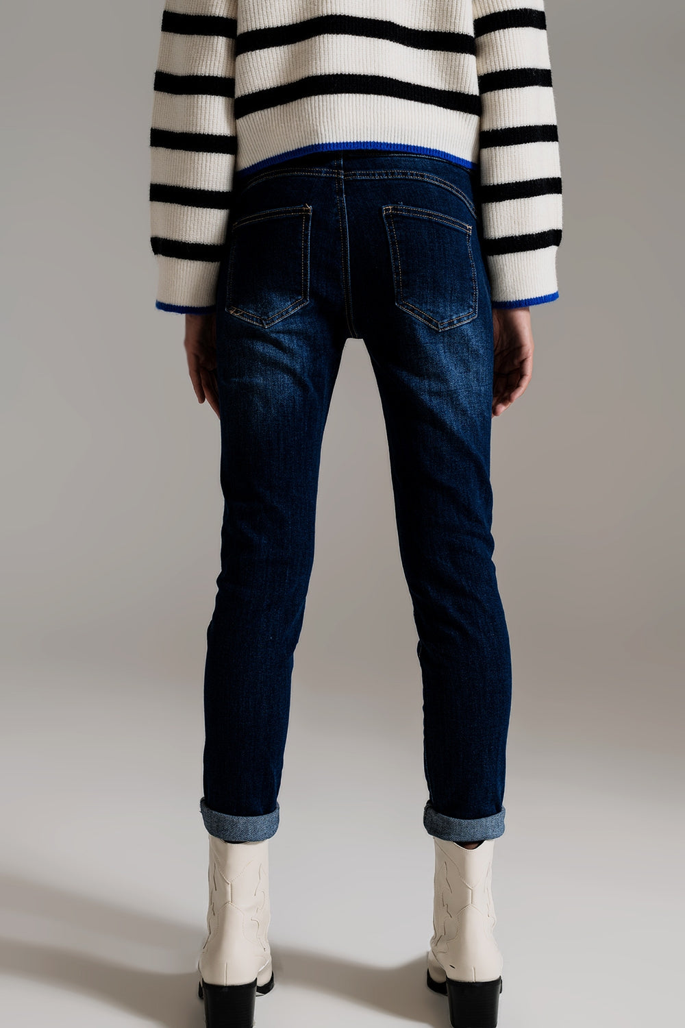 Dark wash skinny jeans with elastic elastan - Denim