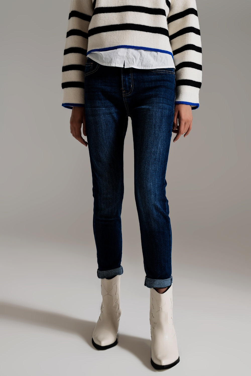 Dark wash skinny jeans with elastic elastan - Denim