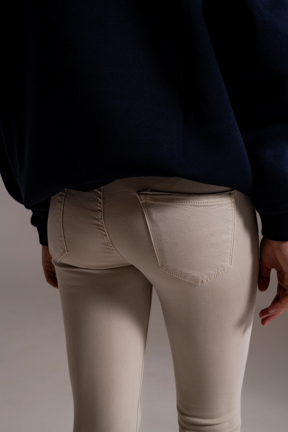 Beige ankle jeans with soft wrinkles - trousers, Coloured Jeans