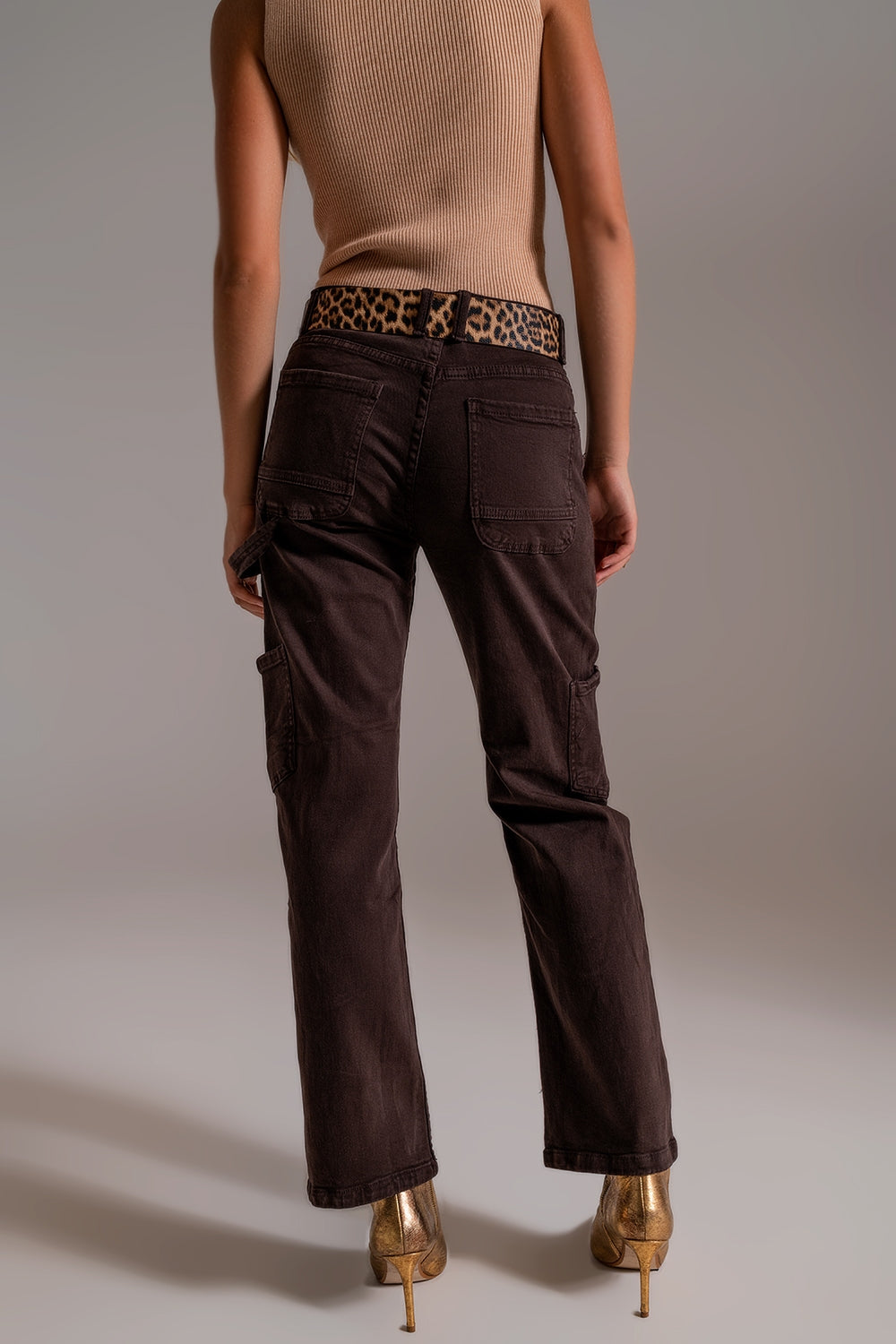 Straight Leg Cargo Pants in brown - Coloured Jeans