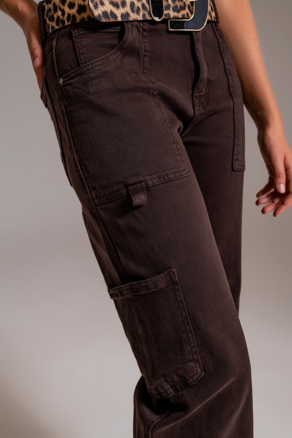 Straight Leg Cargo Pants in brown - Coloured Jeans
