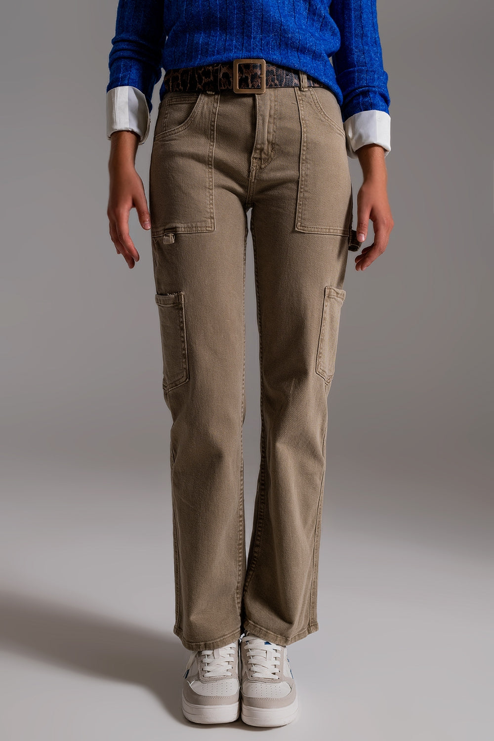 Straight Leg Cargo Pants in brown beige - trousers, Coloured Jeans