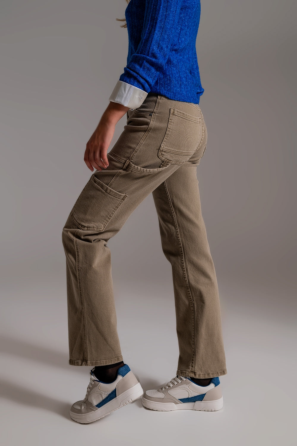 Straight Leg Cargo Pants in brown beige - trousers, Coloured Jeans