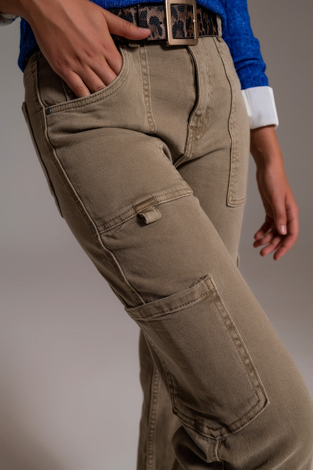 Straight Leg Cargo Pants in brown beige - trousers, Coloured Jeans
