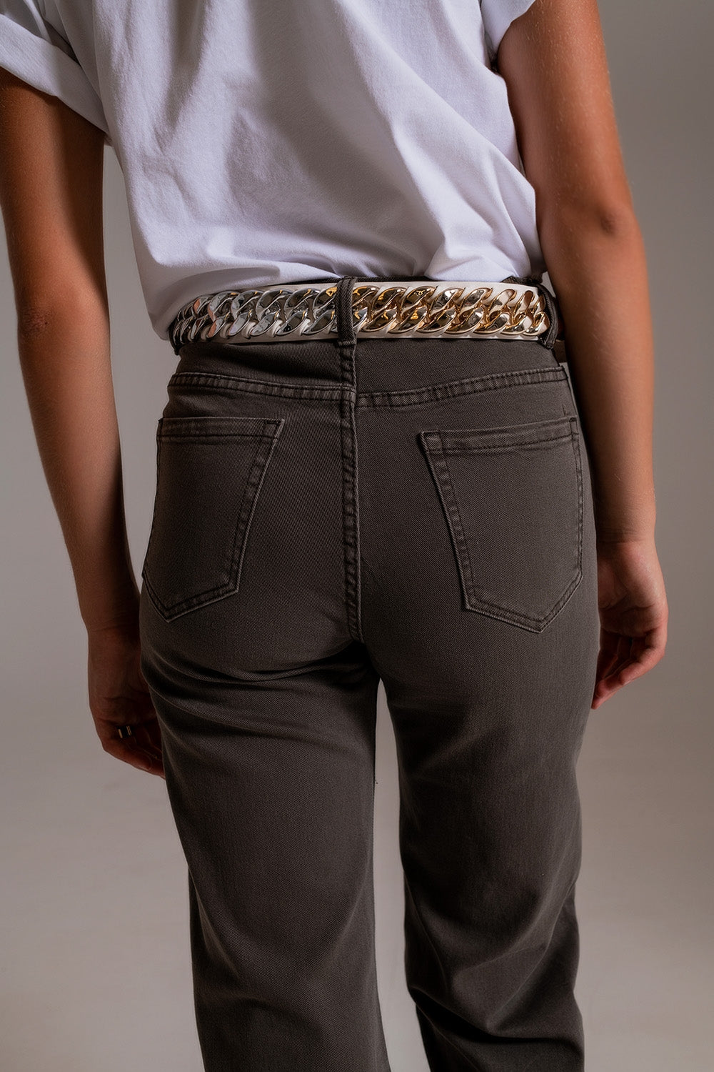 Cropped wide leg jeans in grey - Coloured Jeans