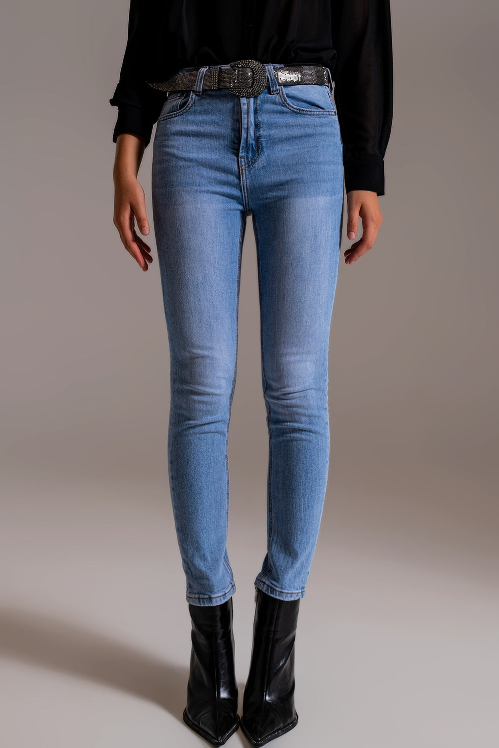 Skinny High Waist Jeans in Light Wash - Denim