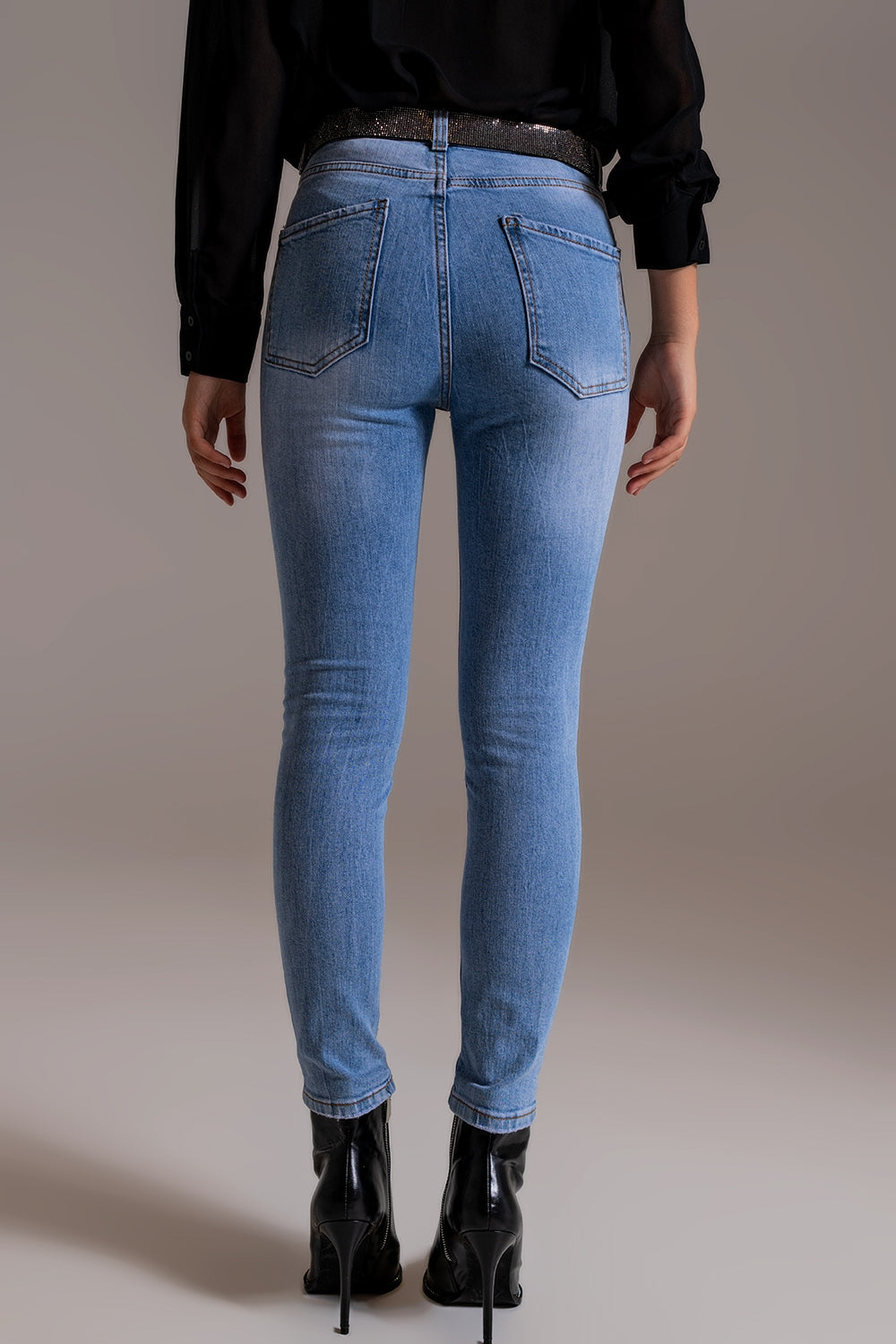 Skinny High Waist Jeans in Light Wash - Denim