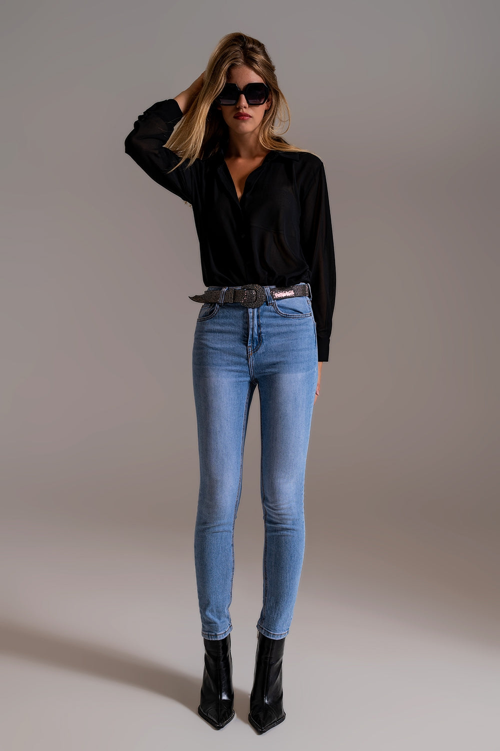 Skinny High Waist Jeans in Light Wash - Denim