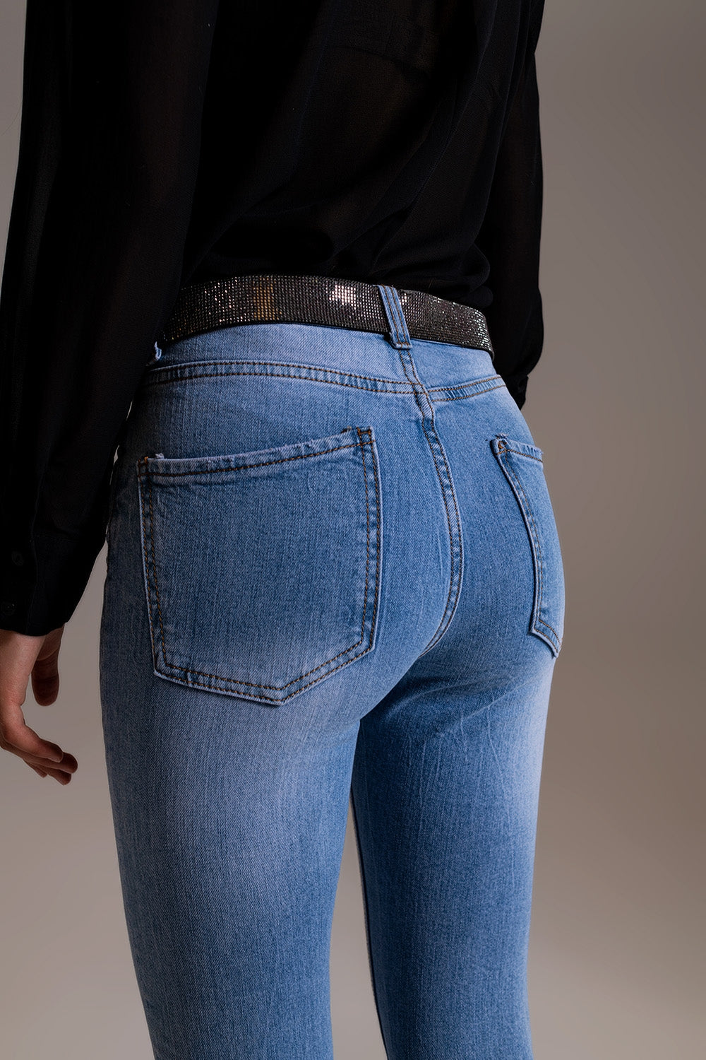 Skinny High Waist Jeans in Light Wash - Denim