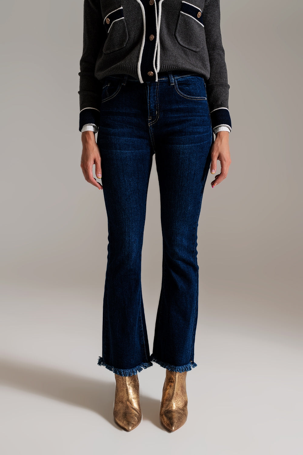 Flare leg skinny jeans in dark blue - Denim