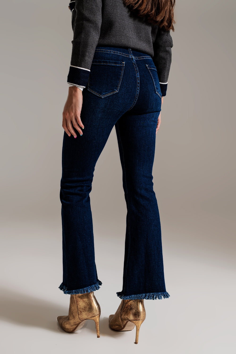 Flare leg skinny jeans in dark blue - Denim