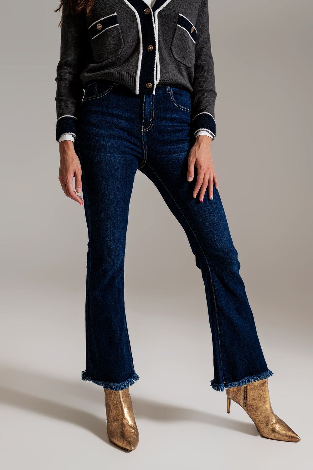 Flare leg skinny jeans in dark blue - Denim