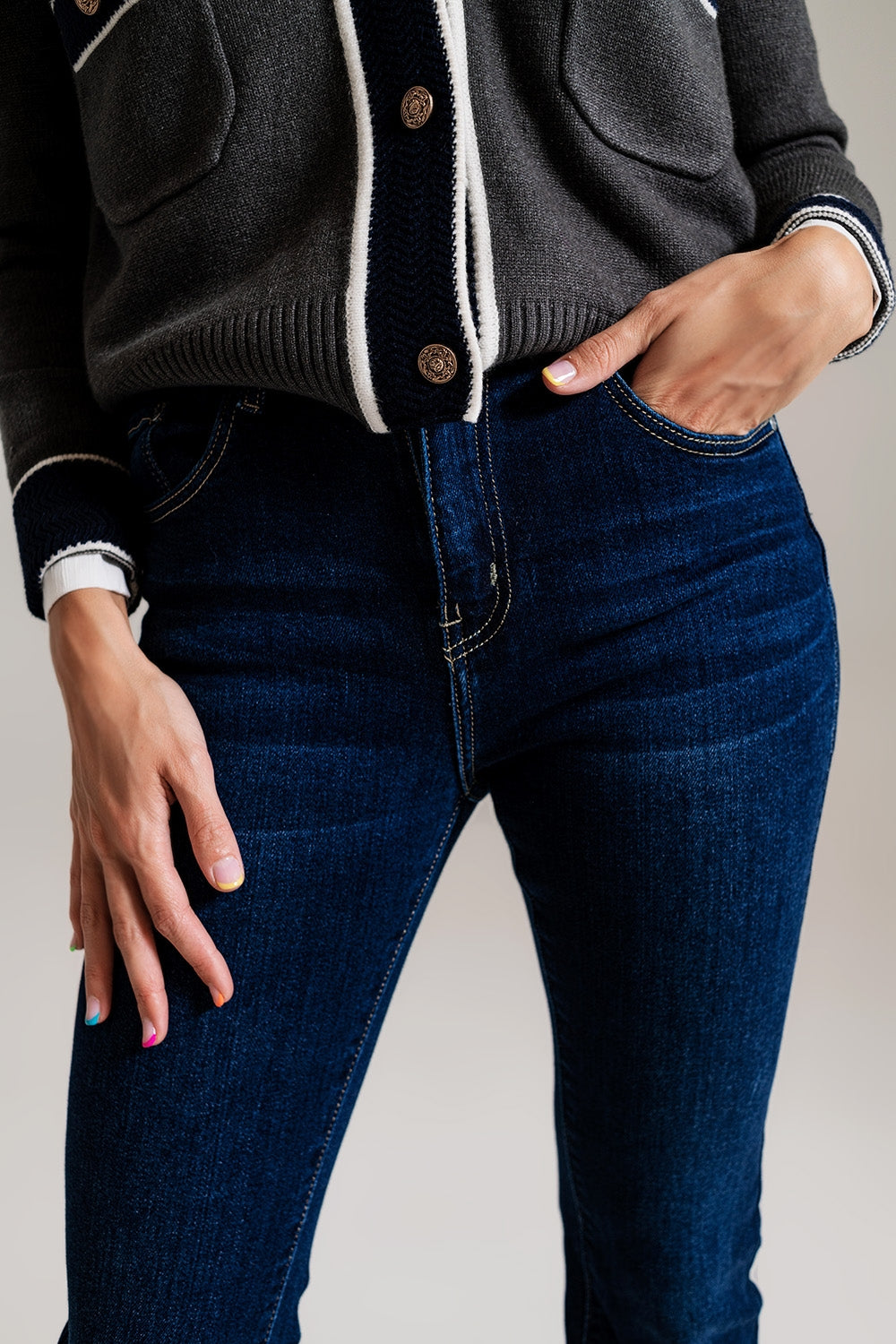 Flare leg skinny jeans in dark blue - Denim
