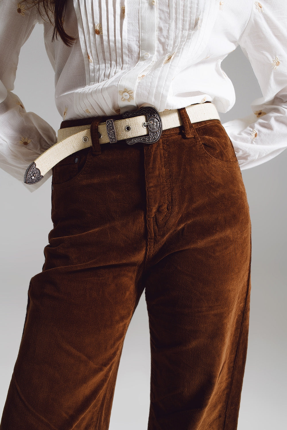 Cropped cord pants in brown - trousers, Coloured Jeans