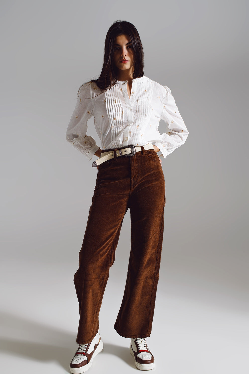 Cropped cord pants in brown - trousers, Coloured Jeans