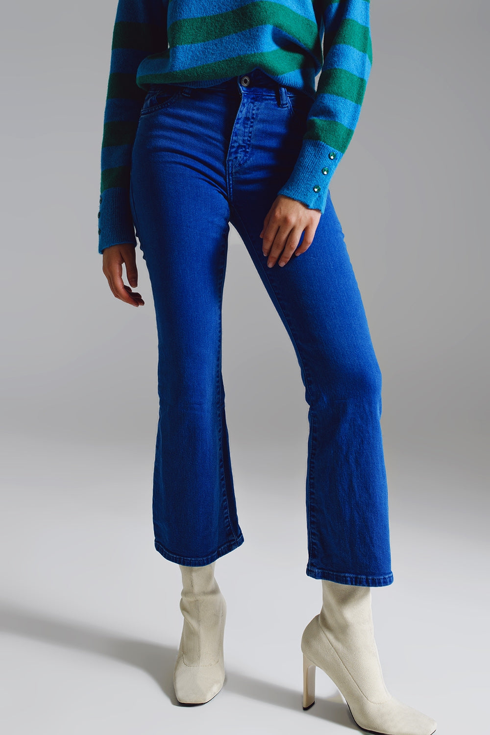 High waist flair jeans in blue - trousers