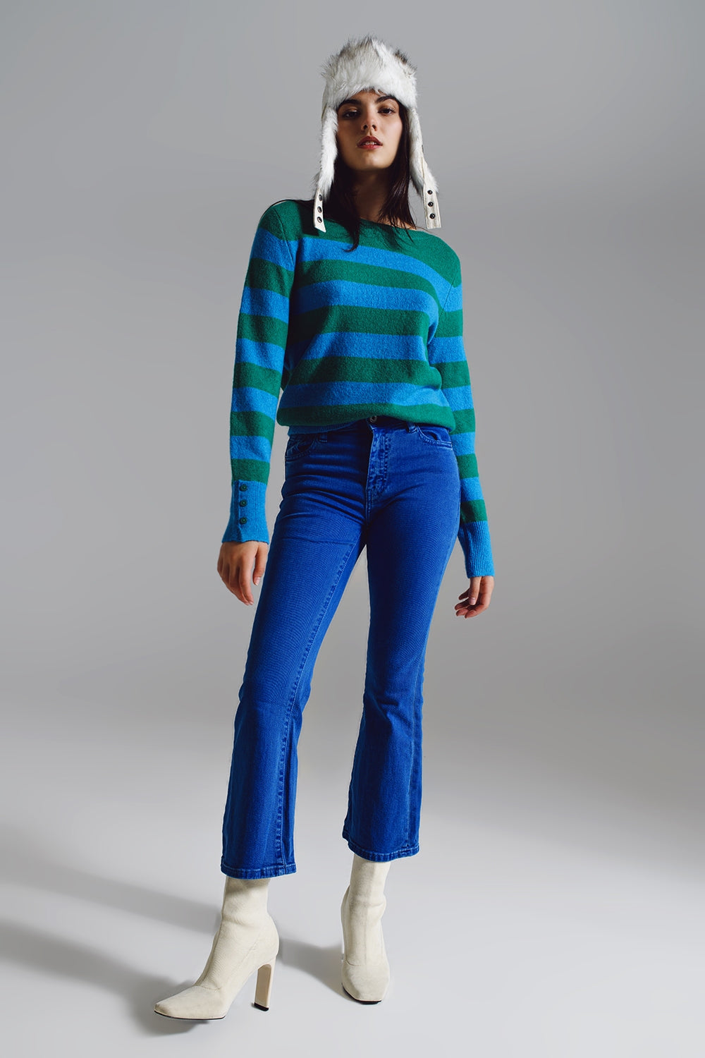 High waist flair jeans in blue - trousers