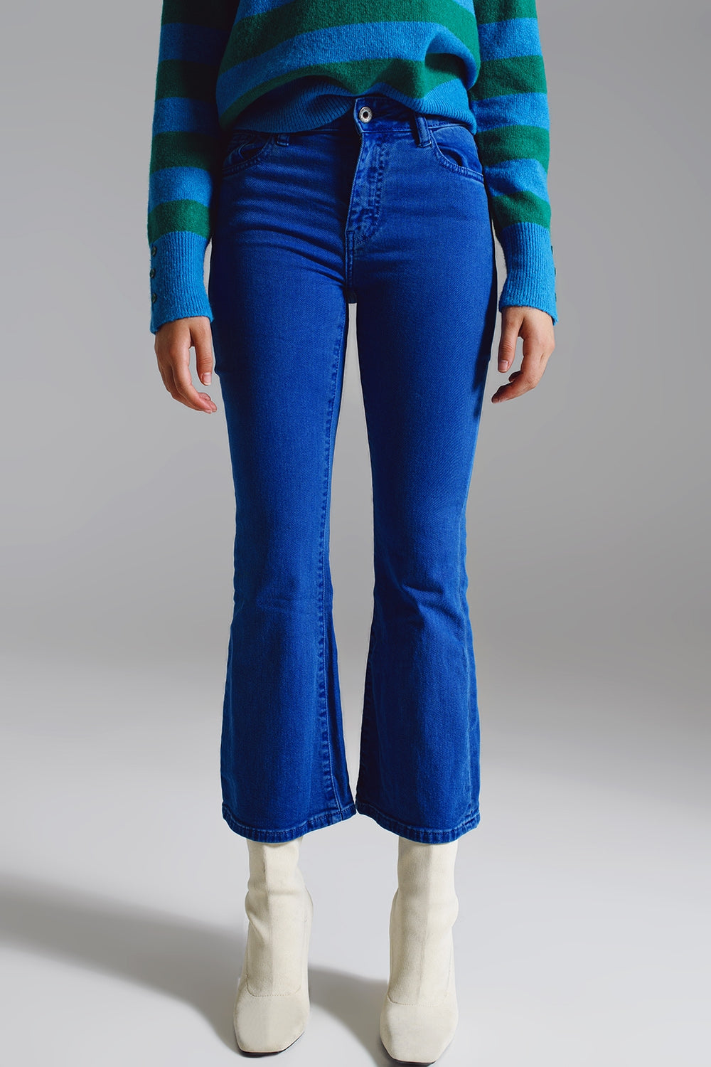 High waist flair jeans in blue - trousers
