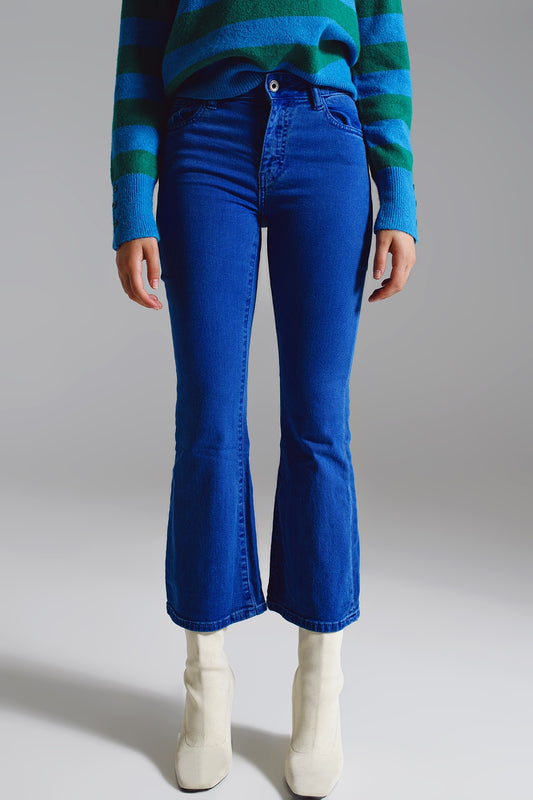 High waist flair jeans in blue - trousers