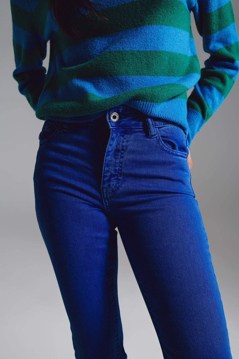 High waist flair jeans in blue - trousers