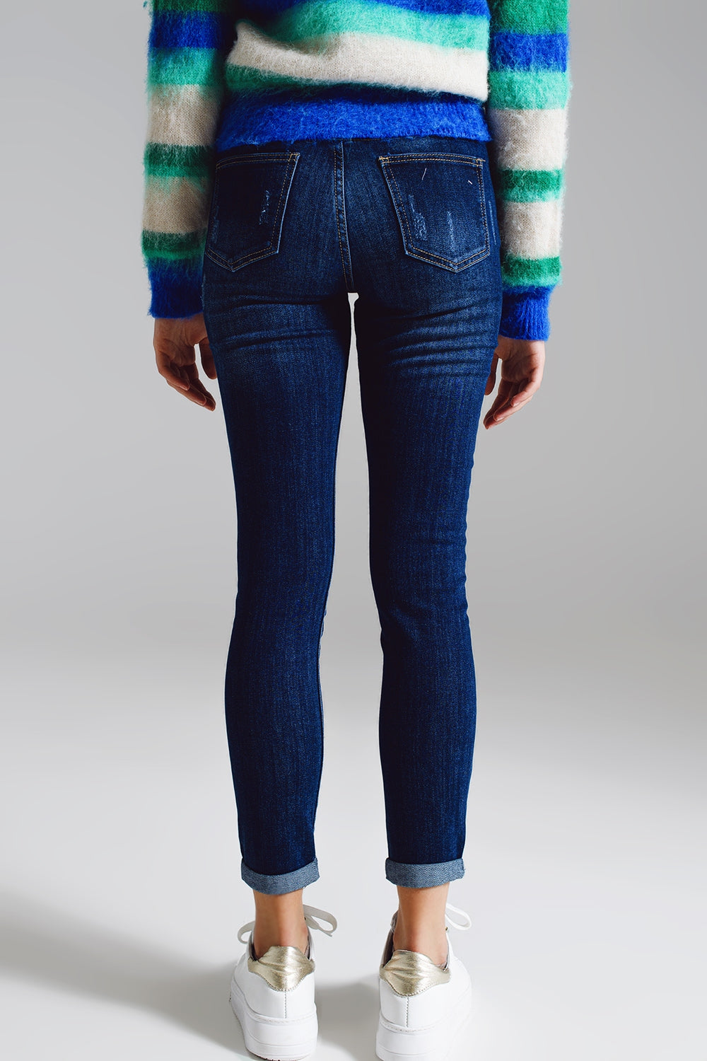 Super skinny jeans with visible front buttoning in midwash - Denim