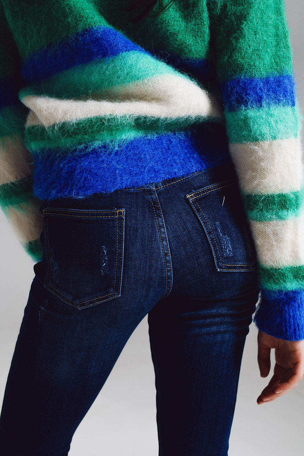 Super skinny jeans with visible front buttoning in midwash - Denim