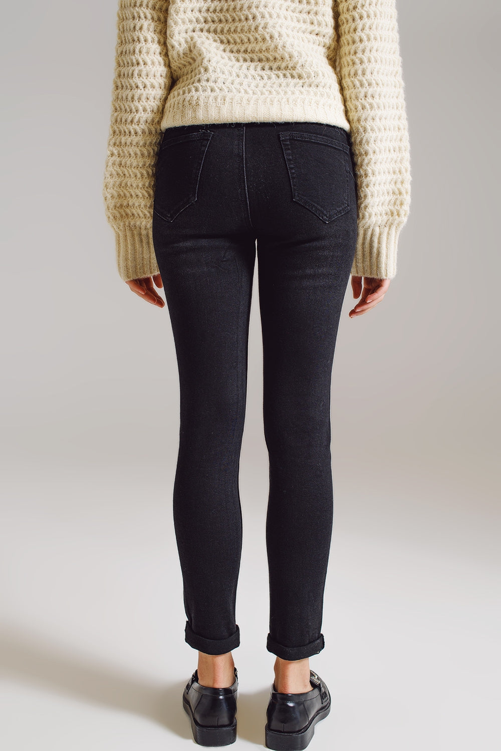 Skinny Jeans With Embellished Strass All Over In Black - Coloured Jeans