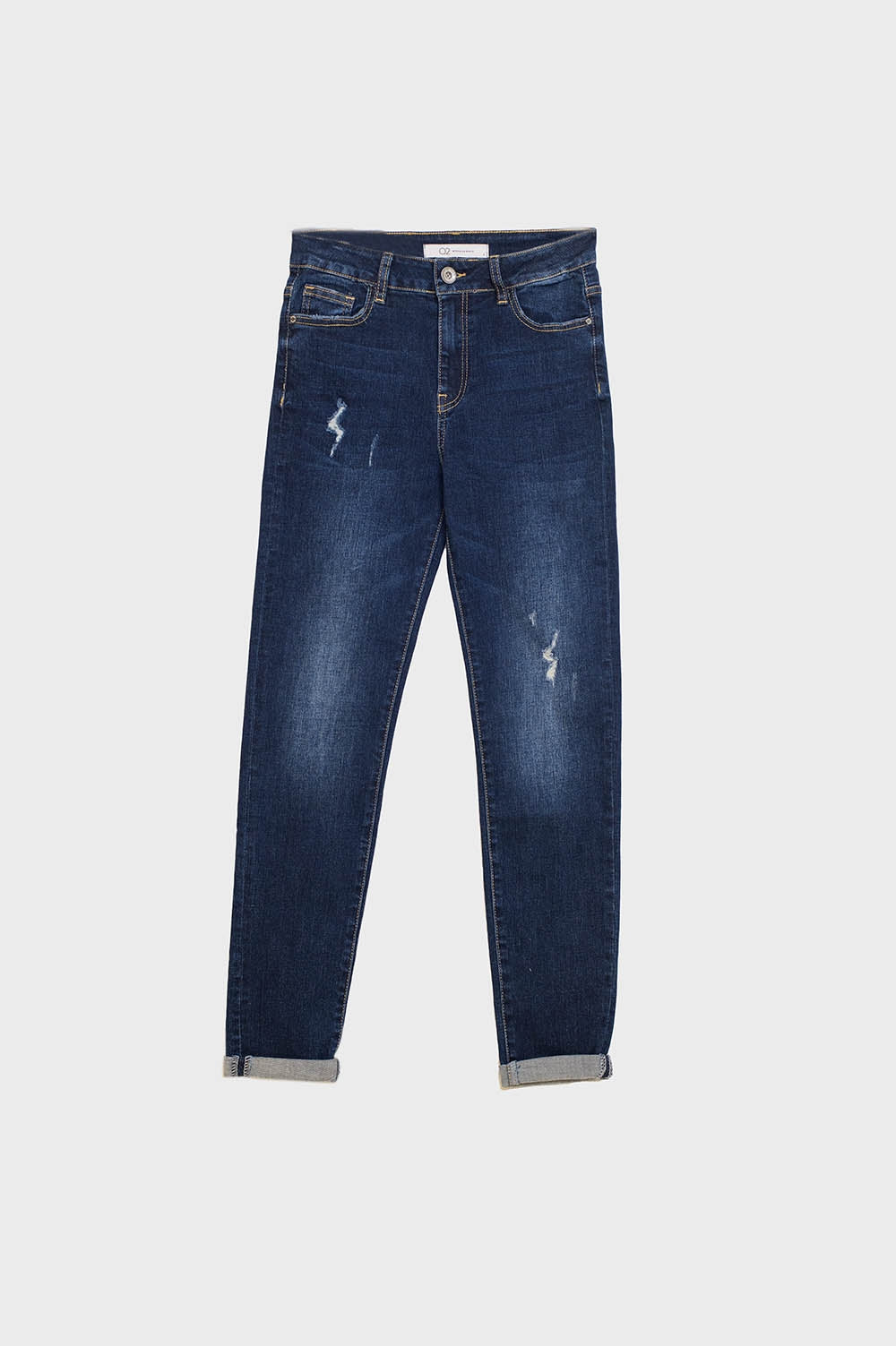 Distressed Dark Wash super Skinny Jeans In Stretch Denim - Denim