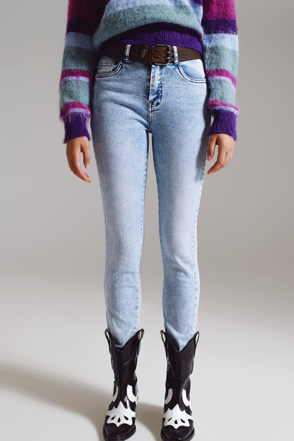 Super skinny jeans in mid rise in light blue wash - Denim