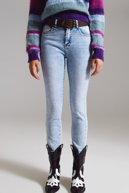 Super skinny jeans in mid rise in light blue wash - Denim